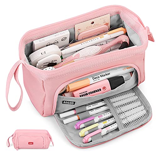Mamowla Large Pencil Cases for Girls Super Big Pencil Case for Women Zipper Smoothy Pen Case Pouch Holder Stationery Organizer Duarable School Pencil Cases for Teenage Girls Boys Pink