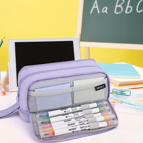 Pencil Case Howala Large Capacity Pencil Pouch for Girls Boys with 4 Compartments Multifunctional Pen Bag Stationery Organizer Office Makeup Bag Portable Pen Bag for Teenage Adult Women Men, Purple