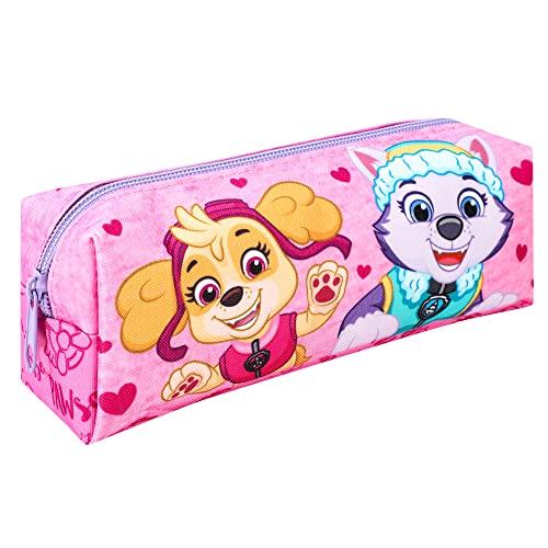 RB Global Paw Patrol Pencil Case for Kids Girls - Skye Perfect Team Back to School Rectangular Barrel Zipped Pencil Case
