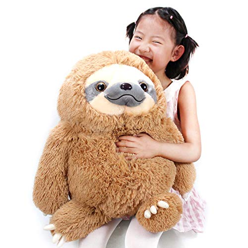 Winsterch Cuddly Sloth Soft Toy, Large Stuffed Animal Sloth Teddy Baby Doll Kids Birthday Gifts,Plush Soft Sloth Toy (Brown, 20 inches)