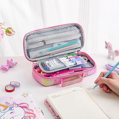 WAWSAM Unicorn Sequins Pencil Case - Portable Pencil Case for Girls Pencil Pouch for Elementary Preschool Home School Supplies Reversible Glitter Pen Bag for Girls Kids Teen