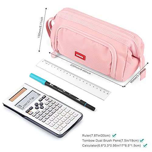 Mamowla Large Pencil Cases for Girls Super Big Pencil Case for Women Zipper Smoothy Pen Case Pouch Holder Stationery Organizer Duarable School Pencil Cases for Teenage Girls Boys Pink