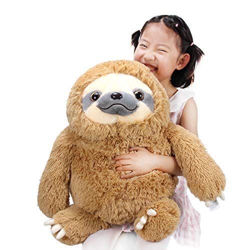 Winsterch Cuddly Sloth Soft Toy, Large Stuffed Animal Sloth Teddy Baby Doll Kids Birthday Gifts,Plush Soft Sloth Toy (Brown, 20 inches)