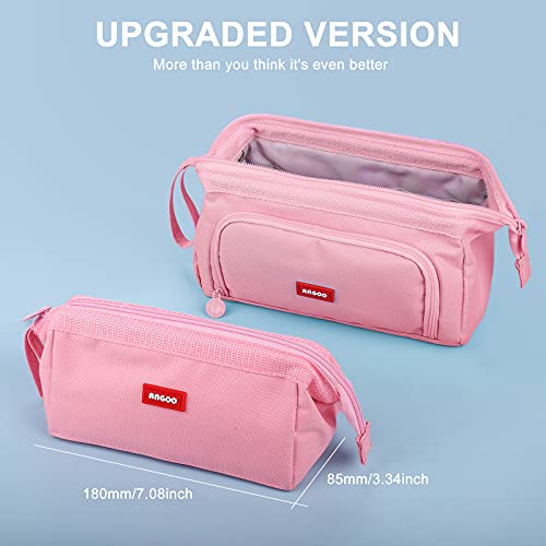 Mamowla Large Pencil Cases for Girls Super Big Pencil Case for Women Zipper Smoothy Pen Case Pouch Holder Stationery Organizer Duarable School Pencil Cases for Teenage Girls Boys Pink