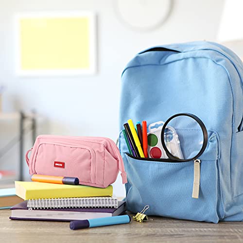 Mamowla Large Pencil Cases for Girls Super Big Pencil Case for Women Zipper Smoothy Pen Case Pouch Holder Stationery Organizer Duarable School Pencil Cases for Teenage Girls Boys Pink