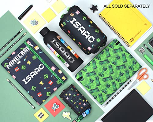 Minecraft - Large Pencil Case - Personalised Design Boys and Girls Pencil Case - 2 Spacious Compartments - Carry Handle - Stationery Supplies for Kids - Black