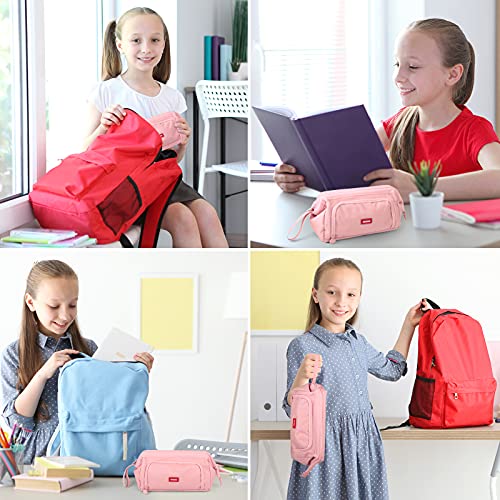 Mamowla Large Pencil Cases for Girls Super Big Pencil Case for Women Zipper Smoothy Pen Case Pouch Holder Stationery Organizer Duarable School Pencil Cases for Teenage Girls Boys Pink