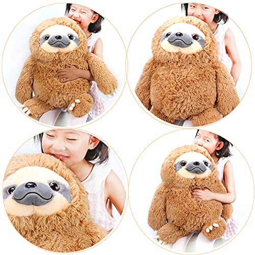 Winsterch Cuddly Sloth Soft Toy, Large Stuffed Animal Sloth Teddy Baby Doll Kids Birthday Gifts,Plush Soft Sloth Toy (Brown, 20 inches)