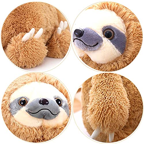 Winsterch Cuddly Sloth Soft Toy, Large Stuffed Animal Sloth Teddy Baby Doll Kids Birthday Gifts,Plush Soft Sloth Toy (Brown, 20 inches)