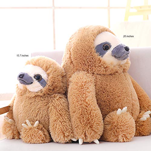 Winsterch Cuddly Sloth Soft Toy, Large Stuffed Animal Sloth Teddy Baby Doll Kids Birthday Gifts,Plush Soft Sloth Toy (Brown, 20 inches)
