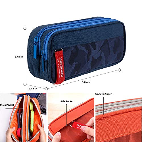 Yonzone Pencil Case, Large Capacity Pencil Cases Pencil Bag Pouch Big Storage Pen Holder with Multi Compartments for Boys Girls Stationary Office Organizer Supplies Adults, Navy Blue