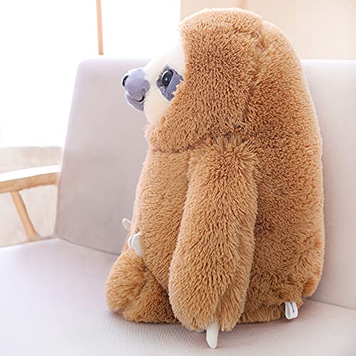 Winsterch Cuddly Sloth Soft Toy, Large Stuffed Animal Sloth Teddy Baby Doll Kids Birthday Gifts,Plush Soft Sloth Toy (Brown, 20 inches)
