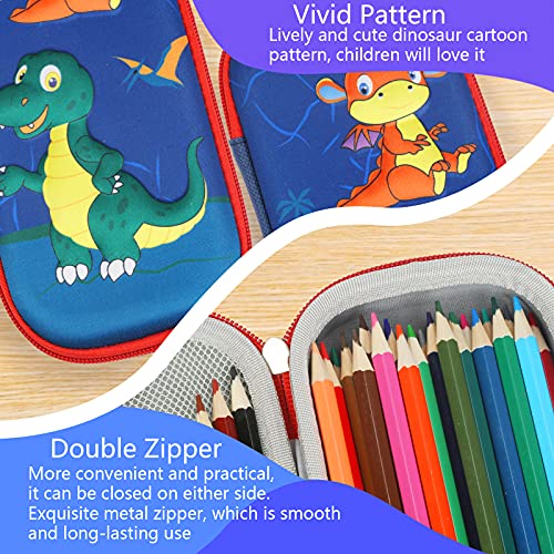 LAMEK Dinosaur Pencil Case,Large Capacity Pen Case Pouch Bag 3D Cartoon Stationery Organizer Box Blue Pencil Bag for Boys Girls Kids Teens Students Start of School Teenagers Gift