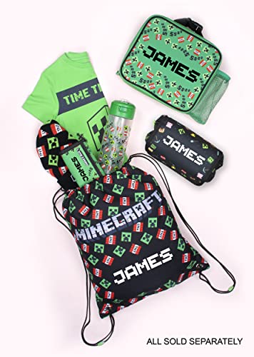 Minecraft - Large Pencil Case - Personalised Design Boys and Girls Pencil Case - 2 Spacious Compartments - Carry Handle - Stationery Supplies for Kids - Black