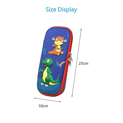 LAMEK Dinosaur Pencil Case,Large Capacity Pen Case Pouch Bag 3D Cartoon Stationery Organizer Box Blue Pencil Bag for Boys Girls Kids Teens Students Start of School Teenagers Gift