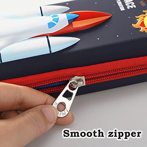 FEWOFJ 3D Space Shuttle Pencil Case for Kids Boys, Waterproof Pencil Box with Compartments Pen Pouch