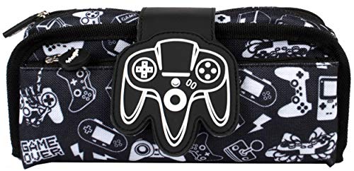 Fringoo - Silicone Patch Kids Pencil Case for Boys | Perfect for School or Home | 2 Zipped Compartment Pencil Case Holds School Supplies - Game On