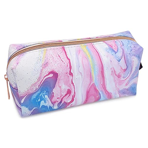 Fashion Stationery Pink Marble Pencil Case for Women Girls Kids Teenagers Make Up Bag Ladies Cosmetic Bag or Gifts for Her with a Rose Gold Zip (Pink)