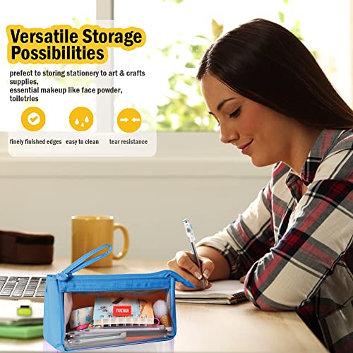 hzzycer Large Pencil Case Big Capacity Pencil Bag Portable Pencil Case for Girls and Boys Pencil Pouch Suitable for Middle High School College Students (Blue)