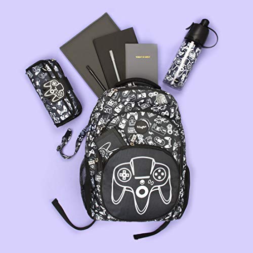 Fringoo - Silicone Patch Kids Pencil Case for Boys | Perfect for School or Home | 2 Zipped Compartment Pencil Case Holds School Supplies - Game On