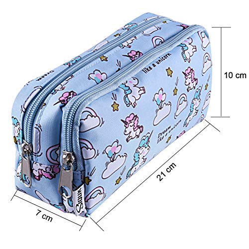 SIQUK Unicorn Pencil Case Large Capacity Pencil Pouch Double Zippers Unicorn Pencil Bag Office Pen Holder Organizer Stationery Bag with Compartments for Girls Boys and Adults