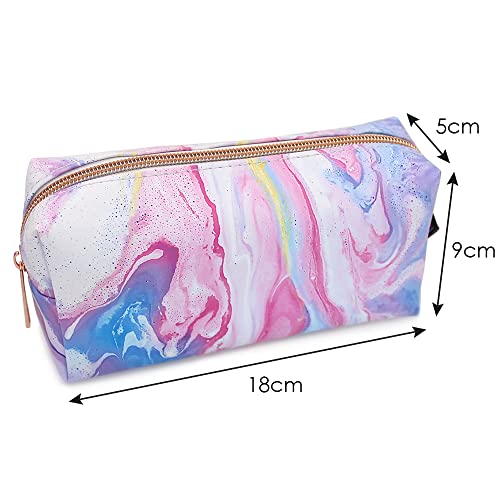 Fashion Stationery Pink Marble Pencil Case for Women Girls Kids Teenagers Make Up Bag Ladies Cosmetic Bag or Gifts for Her with a Rose Gold Zip (Pink)
