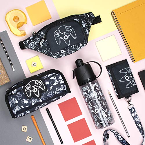 Fringoo - Silicone Patch Kids Pencil Case for Boys | Perfect for School or Home | 2 Zipped Compartment Pencil Case Holds School Supplies - Game On