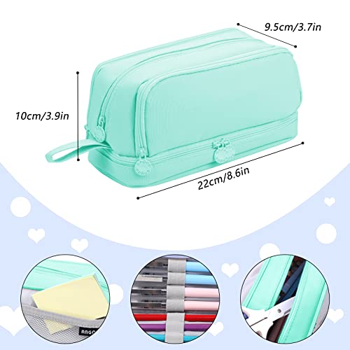 Eucomir Pencil Case with 4 Compartments for Girls Boys, Large Pencil Case Stationery Organizer Aesthetic Pencil Case for Kids Women Men Teenagers Students,Green