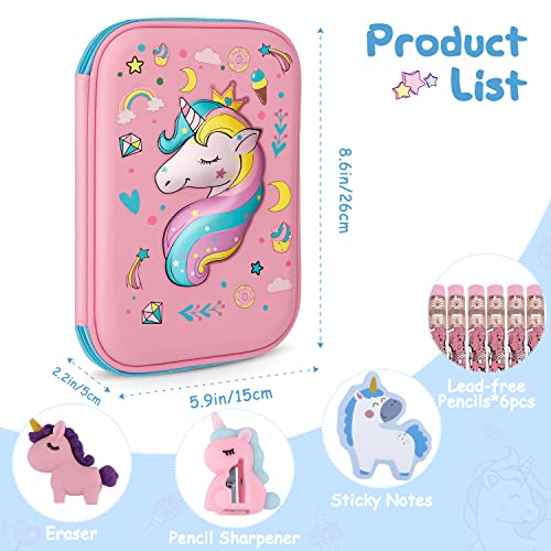 TCJJ Unicorn Pencil Case,3D Eva Cute Pencil Case for Girls,High Capacity Water Proof Stationery Set for Kids,School Supplies for Kids Back to School Gifts,Christmas Gifts