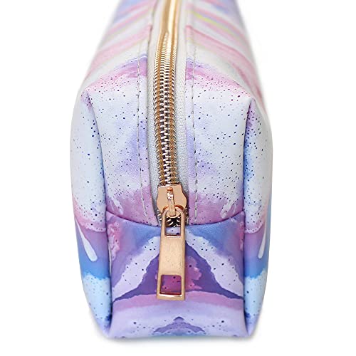 Fashion Stationery Pink Marble Pencil Case for Women Girls Kids Teenagers Make Up Bag Ladies Cosmetic Bag or Gifts for Her with a Rose Gold Zip (Pink)
