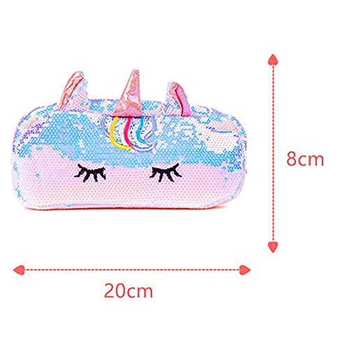 Glitter Unicorn Pencil Case Stationery Bag Pencil Holder Bag Kids Zipper Pouch Bag Office Pen Holder Organizer for Student College Adult School Supplies