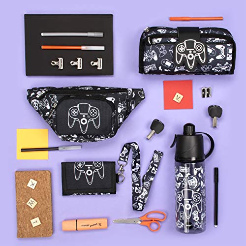 Fringoo - Silicone Patch Kids Pencil Case for Boys | Perfect for School or Home | 2 Zipped Compartment Pencil Case Holds School Supplies - Game On