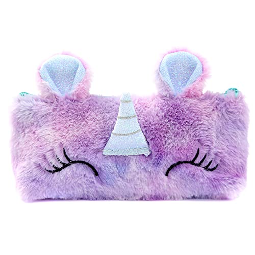 LIUJUNH Unicorn Pencil Case Pencil Holder Bag Fluffy Pencil Bag Faux Fur Pencil Bag Faux Fur Pencil Case Zipper Pen Pouch for Home School