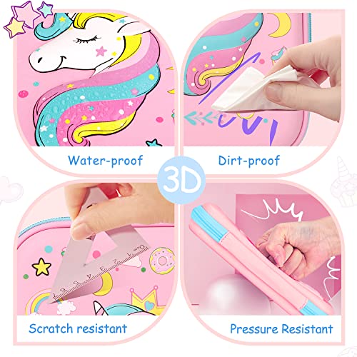 TCJJ Unicorn Pencil Case,3D Eva Cute Pencil Case for Girls,High Capacity Water Proof Stationery Set for Kids,School Supplies for Kids Back to School Gifts,Christmas Gifts