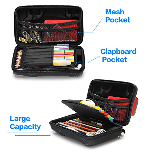 Rockpapa Race Car Large Pencil Cases, Big Pencil Case for Boys & Girls, Small Storage Box for School Students Boys Teens Kids Toddlers (Grey Red)