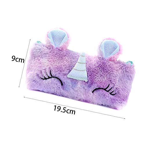 LIUJUNH Unicorn Pencil Case Pencil Holder Bag Fluffy Pencil Bag Faux Fur Pencil Bag Faux Fur Pencil Case Zipper Pen Pouch for Home School