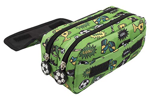Fringoo Personalised Kids Pencil Case 2 Compartment Large Stationery Pouch School Accessories Organiser Funny Cute School Pencil Case for Girls Boys (Football)