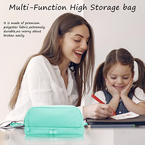 Eucomir Pencil Case with 4 Compartments for Girls Boys, Large Pencil Case Stationery Organizer Aesthetic Pencil Case for Kids Women Men Teenagers Students,Green