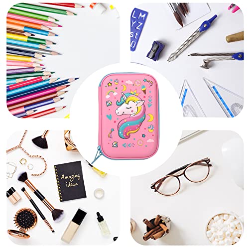 TCJJ Unicorn Pencil Case,3D Eva Cute Pencil Case for Girls,High Capacity Water Proof Stationery Set for Kids,School Supplies for Kids Back to School Gifts,Christmas Gifts