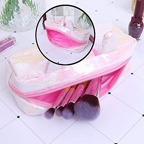 Glitter Unicorn Pencil Case Stationery Bag Pencil Holder Bag Kids Zipper Pouch Bag Office Pen Holder Organizer for Student College Adult School Supplies