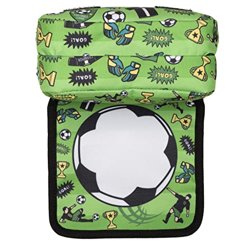 Fringoo Personalised Kids Pencil Case 2 Compartment Large Stationery Pouch School Accessories Organiser Funny Cute School Pencil Case for Girls Boys (Football)