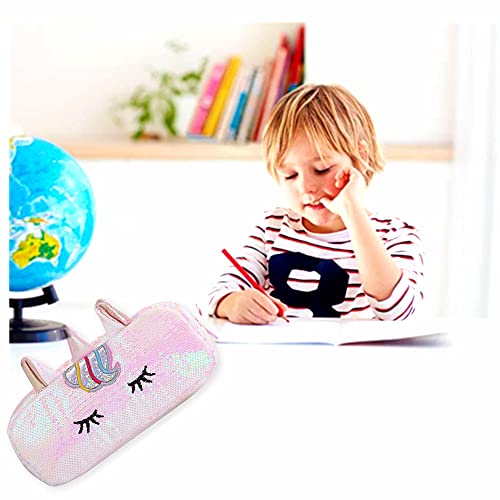 Glitter Unicorn Pencil Case Stationery Bag Pencil Holder Bag Kids Zipper Pouch Bag Office Pen Holder Organizer for Student College Adult School Supplies