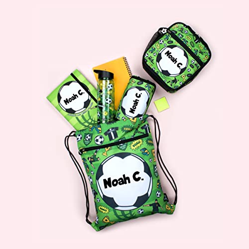 Fringoo Personalised Kids Pencil Case 2 Compartment Large Stationery Pouch School Accessories Organiser Funny Cute School Pencil Case for Girls Boys (Football)