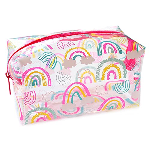 Fashion Stationery Pencil Case Girls Kids Clear Pink Rainbow Pencil Cases Cosmetic Make Up Bag Travel Bag