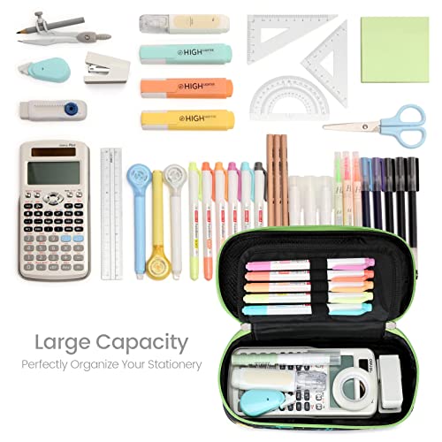 Bagseri Pencil Case Boys, Large Capacity Pen Pouch with Double Zip Closure Cute Pencil Case Stationery Desk Organizer for Kids School Office Supplies Kids Pencil Case(Black/Dinosaur)