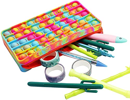 SUOXU Pop Pencil Case, Big Capacity Fidget Pencil Case for Girls Boys,Stress Reliever Pen Pouch for Kids Push Pop Out Bubble Fidget Sensory Toys (sb 941)