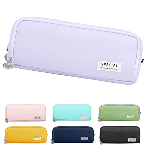 Yordawn Pencil Case Large Pencil Cases for Girls Boys Big Capacity Pencil Pouch with 3 Compartments School Stationary Office Storage Makeup Bag for Kids Teenage Adults Women Men (Purple)