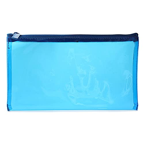 Fashion Stationery Pencil Cases for Boys Tinted Blue See Through Flat Pencil Case Pouch Girls Kids Children's Teenagers