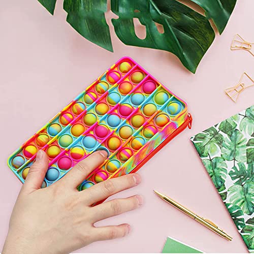 SUOXU Pop Pencil Case, Big Capacity Fidget Pencil Case for Girls Boys,Stress Reliever Pen Pouch for Kids Push Pop Out Bubble Fidget Sensory Toys (sb 941)