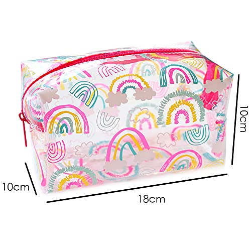 Fashion Stationery Pencil Case Girls Kids Clear Pink Rainbow Pencil Cases Cosmetic Make Up Bag Travel Bag
